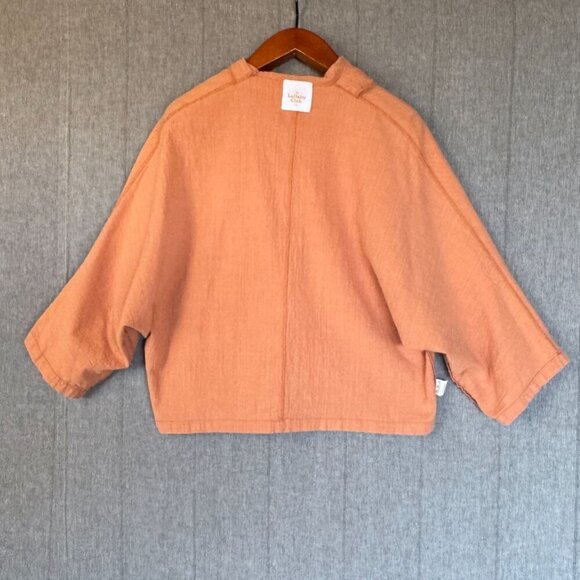 The Lullaby Club Bat Wing Dolman Sleeve Button Up Oversized Top in Clay Size XS - Picture 7 of 10